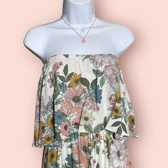 NWT! O’Neill Floral Strapless Maxi Dress Boho Beach Summer Sundress Size Medium - Picture 2 of 8